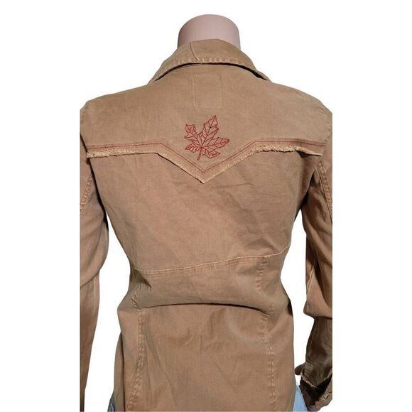 Women's long sleeve button-up raw edge biscuit shirt M - Picture 5 of 7